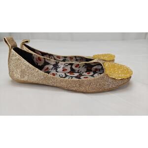 Betsey Johnson Sauceeyy Glitter Gold Ballet Flats Women's 6.5